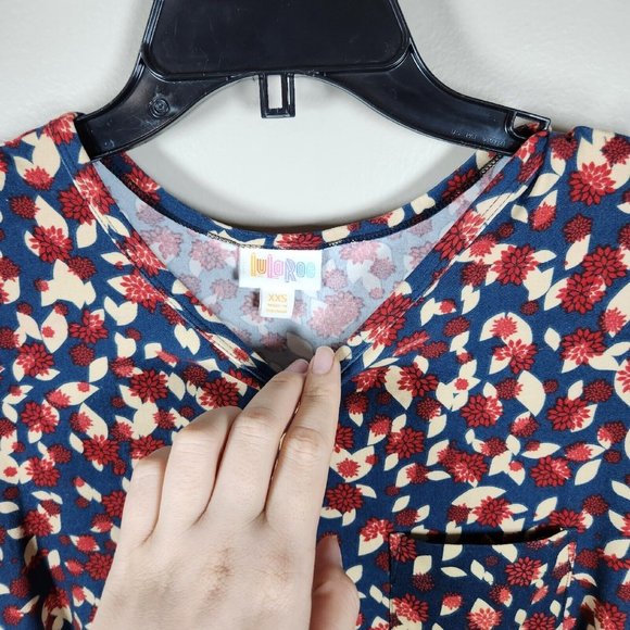 Lularoe Dress Womens XXS Red Blue Carly Swing Floral 4th of July Patriotic - Picture 5 of 9